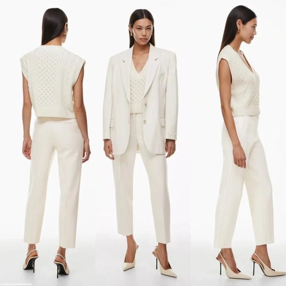 Aritzia Babaton Minter Pants Matte Pearl Size 6 Straight Leg (Re)ssential